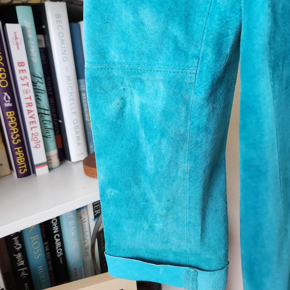 Vintage Express Teal Suede Button Up Shirt - Picture 5 of 5
